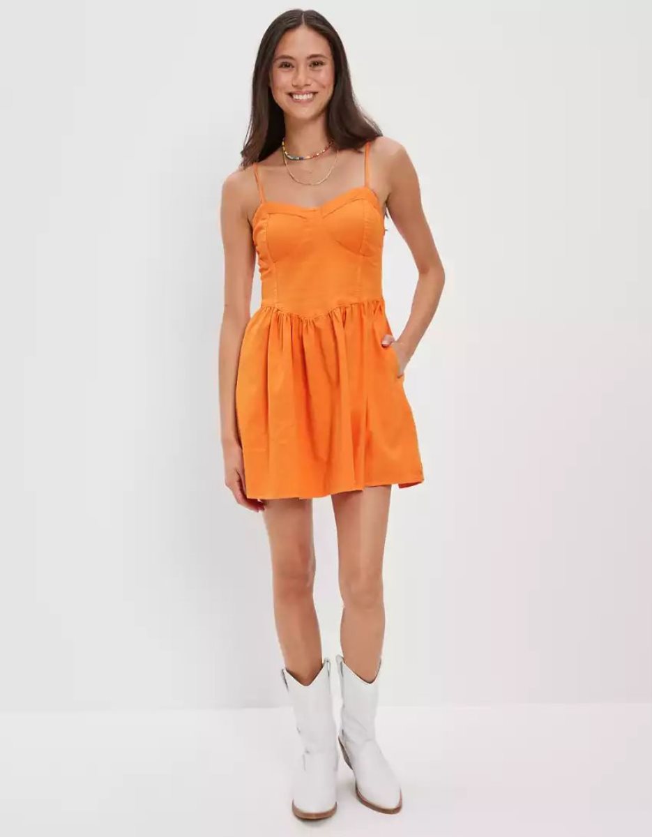 Mini Robe American Eagle AE Corset Cami Orange Femme | YGQ-71827919